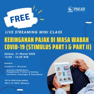Keringanan Pajak di Masa Wabah COVID-19 (Stimulus Part I & Part II)